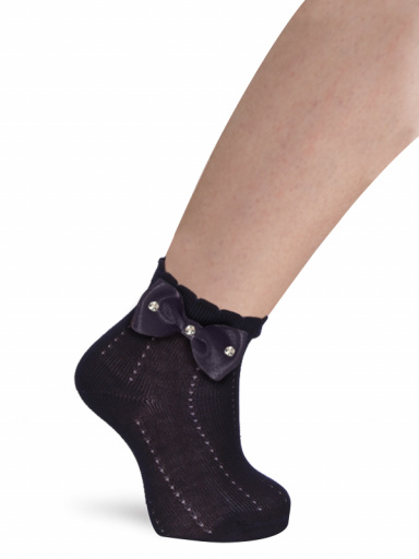 Calcetines ceremonia lazo con strass Marino Navyblue