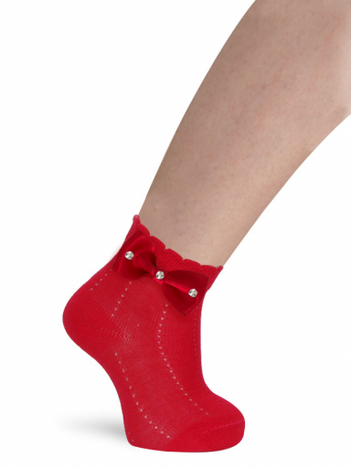 Calcetines ceremonia lazo con strass Rojo Red