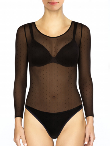 Body transparente de tul con plumeti Negro Black