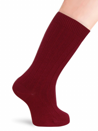 Calcetines Alto Canalé Granate Maroon