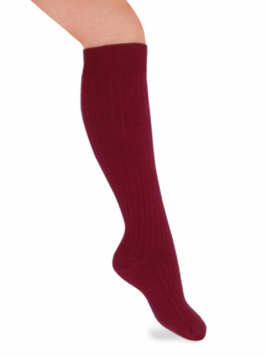 Calcetines Alto Canalé Granate Maroon