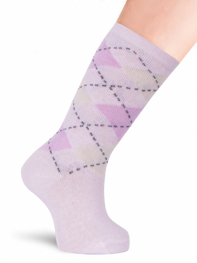 Calcetines Altos Rombos Intarsia Clásica Rosa Pink