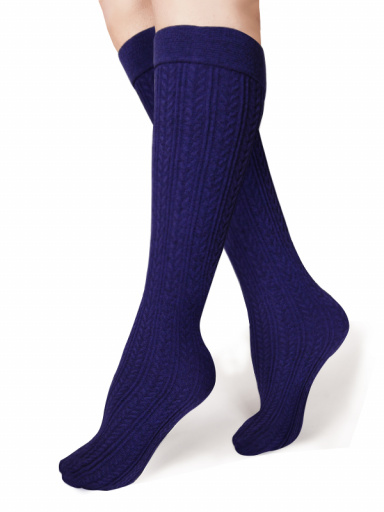 Calcetín alto fantasía con diseño labrado lineal Púrpura Purpure