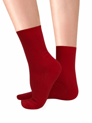 Calcetines 100%Algodón Canalé Mujer Rojo Red