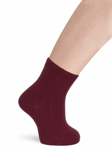 Calcetines 100%Algodón Canalé Niño-Niña Cortos Granate Maroon