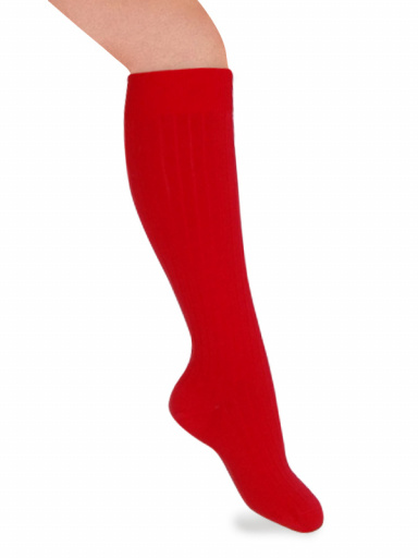 Calcetines Altos 100%Algodón Canalé Rojo Red