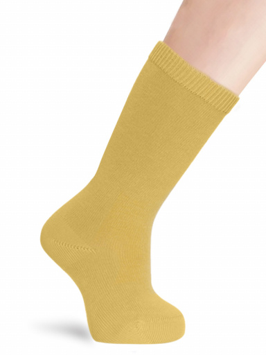 Calcetines Altos 100%Algodón Mostaza Mustard