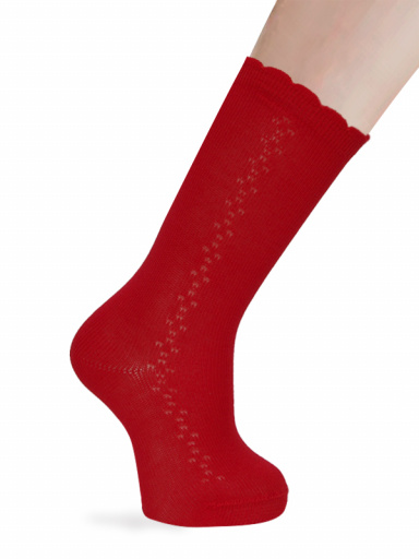 Calcetines altos calados lateral Rojo Red