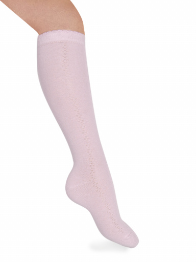 Calcetines altos calados lateral Rosa Pink