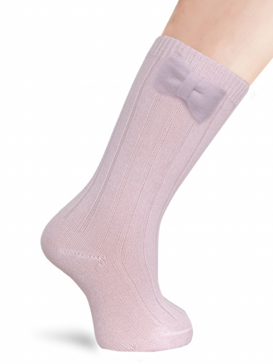 Calcetines Altos Canalé con lazo de algodón Rosa Pink