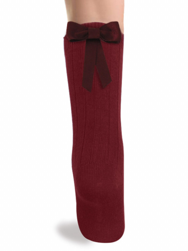 Calcetines altos canalé con lazo trasero Granate Maroon