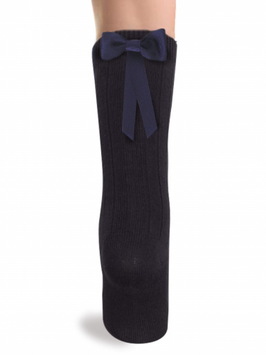 Calcetines altos canalé con lazo trasero Marino Navyblue