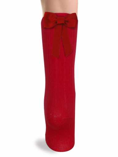 Calcetines altos canalé con lazo trasero Rojo Red