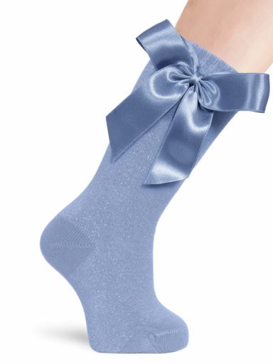 Calcetines Altos con Brillo y Lazo Azul Suave Softblue