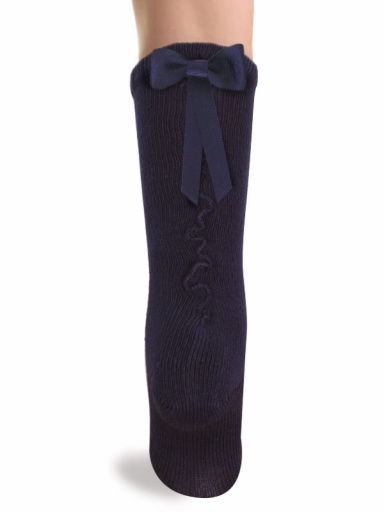 Calcetines altos con costura trasera y lazo largo Marino Navyblue