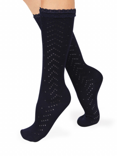 Calcetines Altos con puntilla mujer Marino Navyblue