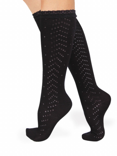 Calcetines Altos con puntilla mujer Negro Black