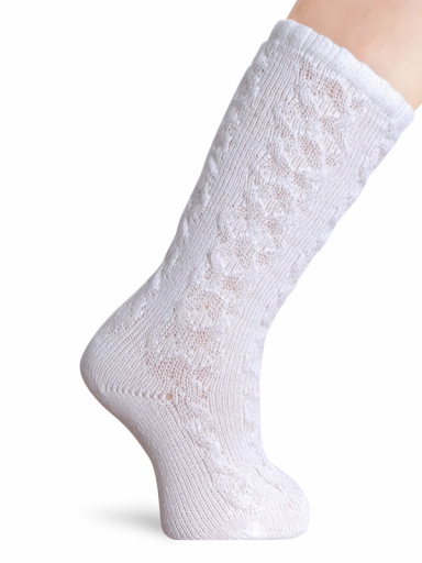 Calcetines altos labrados Blanco White