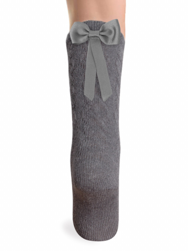 Calcetines altos labrados con lazo trasero Gris Grey