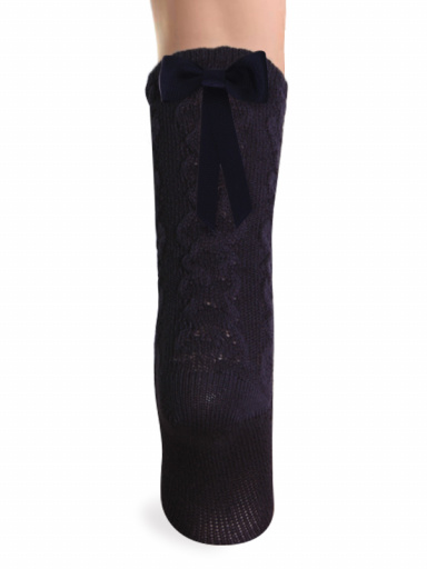 Calcetines altos labrados con lazo trasero Marino Navyblue