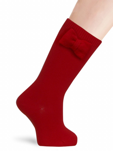 Calcetines Altos Lisos con lazo de algodón Rojo Red