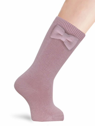 Calcetines Altos Lisos con lazo de algodón Rosa Pastel Pinkpie