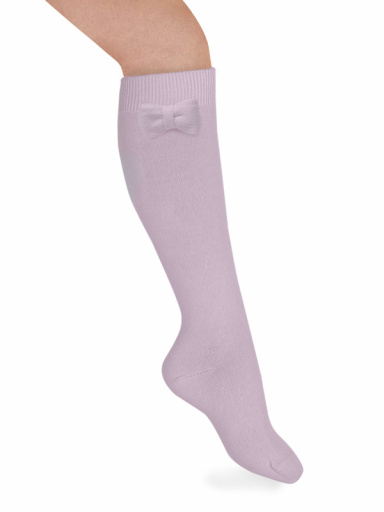 Calcetines Altos Lisos con lazo de algodón Rosa Pink