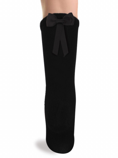 Calcetines altos lisos con lazo trasero Negro Black