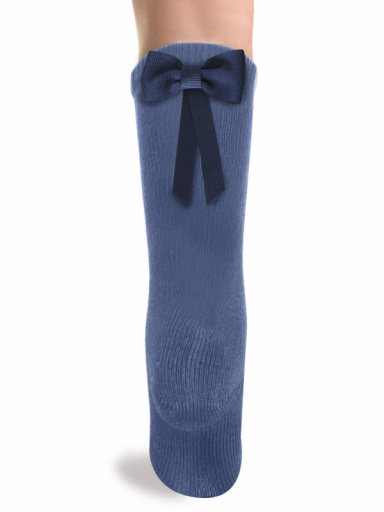 Calcetines altos lisos con lazo trasero Azul Francia Bluefrance