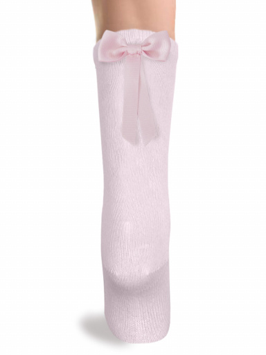 Calcetines altos lisos con lazo trasero Rosa Pink
