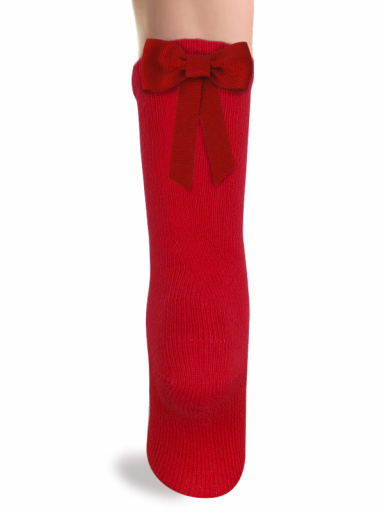 Calcetines altos lisos con lazo trasero Rojo Red