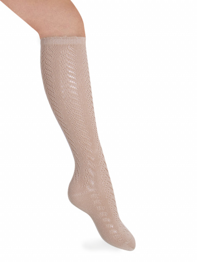Calcetines altos perlé calado en espiga Haya Peanut