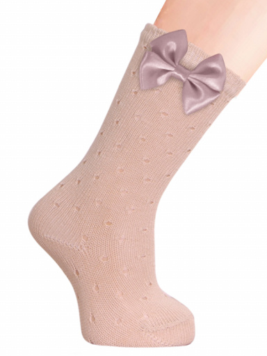 Calcetines altos perle calado plumeti con lazo de raso doble Maquillaje Makeup