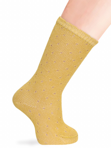 Calcetines altos perlé calado plumeti Mostaza Mustard