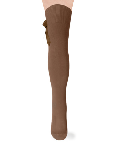 Calcetines altos sobre rodilla con lazo de raso largo Avellana Hazel