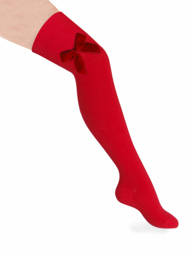 Calcetines altos sobre rodilla con lazo de terciopelo Rojo Red