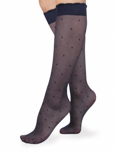 Calcetines altos transparentes con topitos Marino Navyblue