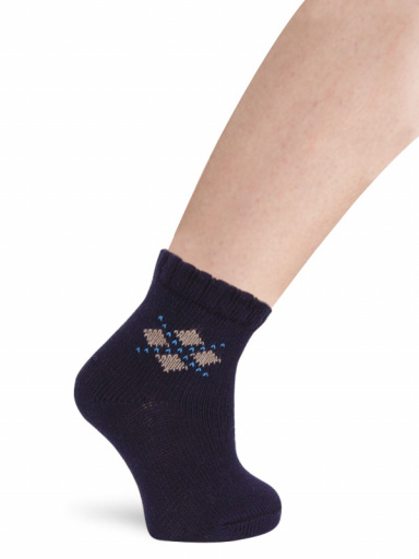 Calcetines bebé cashmere con rombos Marino Navyblue