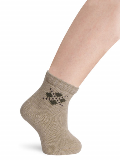 Calcetines bebé cashmere con rombos Arena Sand