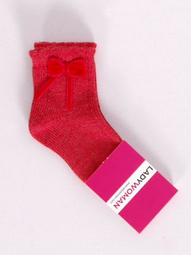 Calcetines calados con lazo terciopelo (Otoño-Invierno) Rojo Red