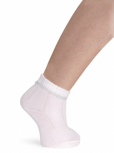 Calcetines calados puño vuelto con color Blanco-Gris White-Grey