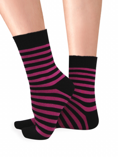 Calcetines Calentitos Rayas Negro-Fucsia Black-Fuchsia