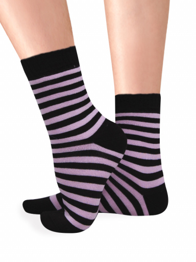 Calcetines Calentitos Rayas Negro-Rosa Black-Pink