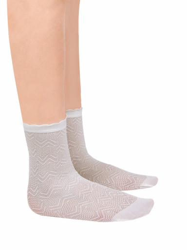 Calcetines ceremonia zig-zag Marfil Ivory