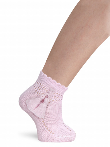 Calcetines cortos calados con borlas Rosa Pink