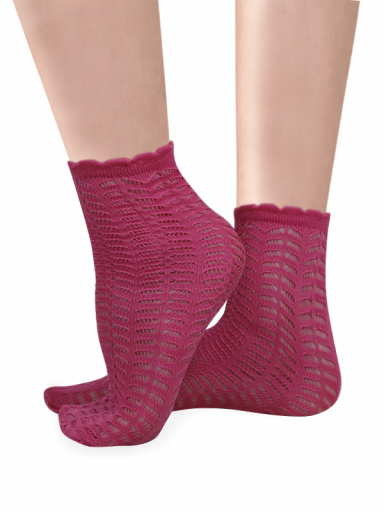 Calcetines Cortos Calados Mujer Fucsia Fuchsia