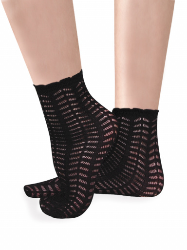 Calcetines Cortos Calados Mujer Negro Black