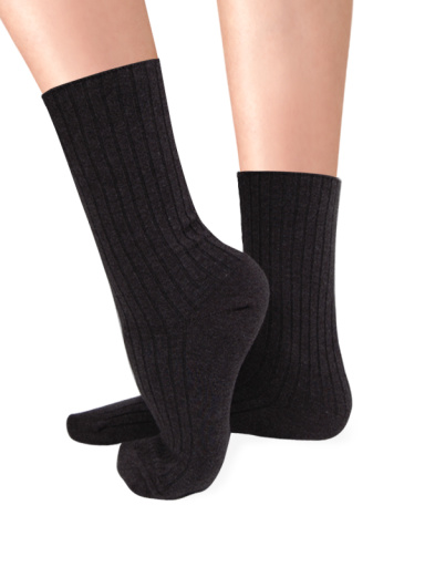 Calcetines cortos canalé Negro Black