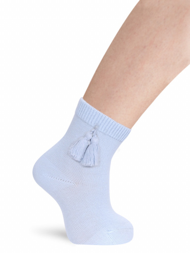 Calcetines cortos con borlas Azul Bebe Babyblue