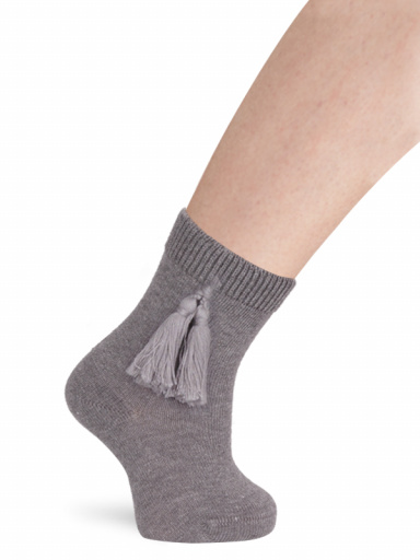 Calcetines cortos con borlas Gris Grey